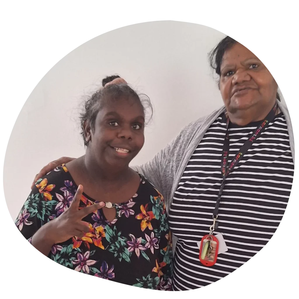 One of our Aboriginal participants spending quality time with our support workers